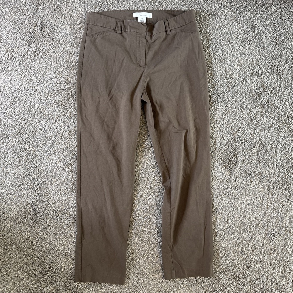 89th & Madison Women's Dress Pants Brown Straight Leg Size 10